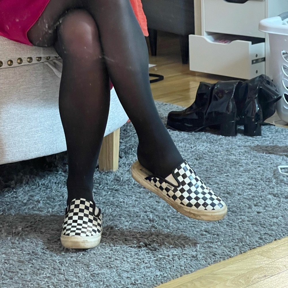 checkered slip on vans